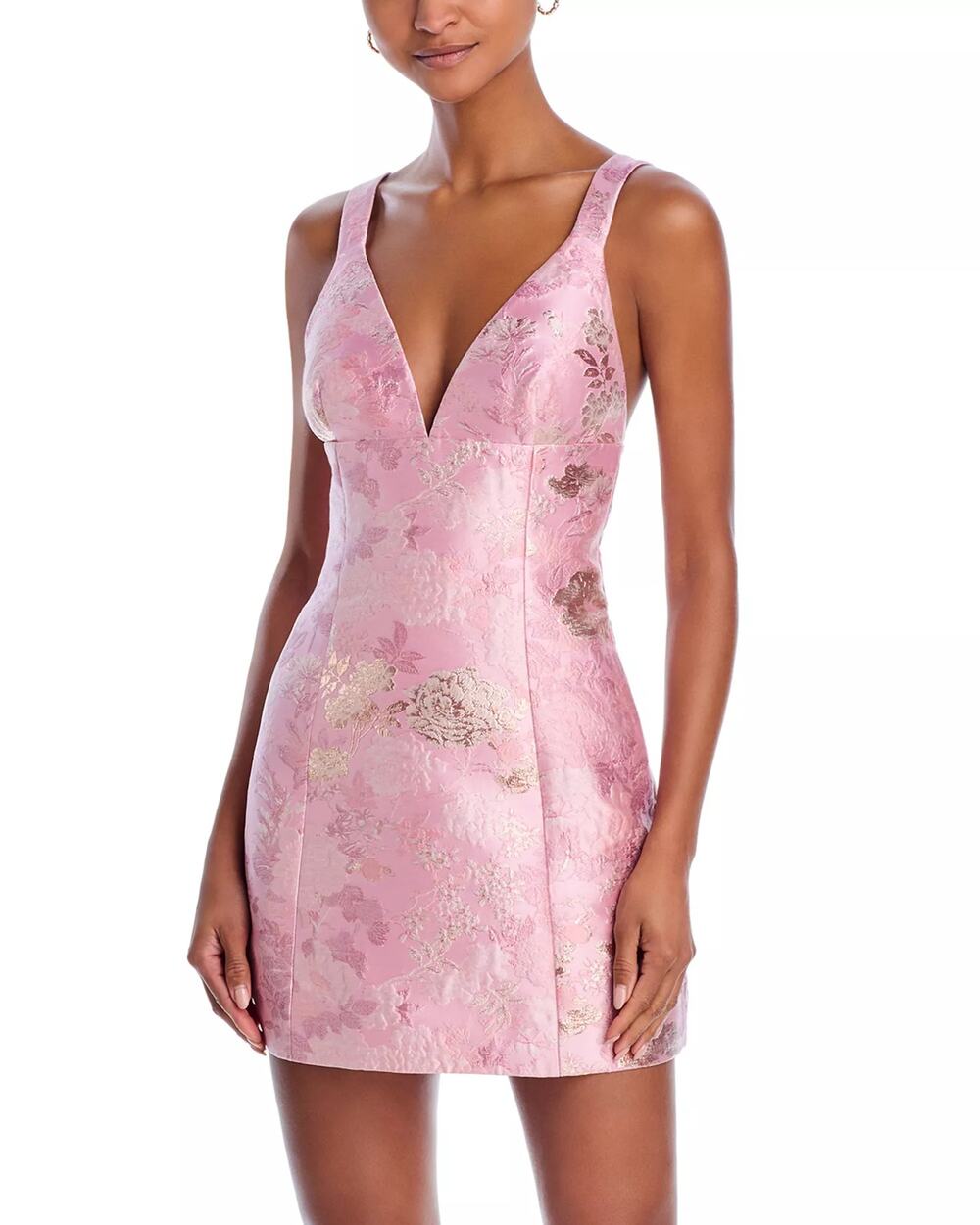 Cara Cara Women Floral Matelasse Pink/Metallic Naples Cocktail Mini Dress Size 0